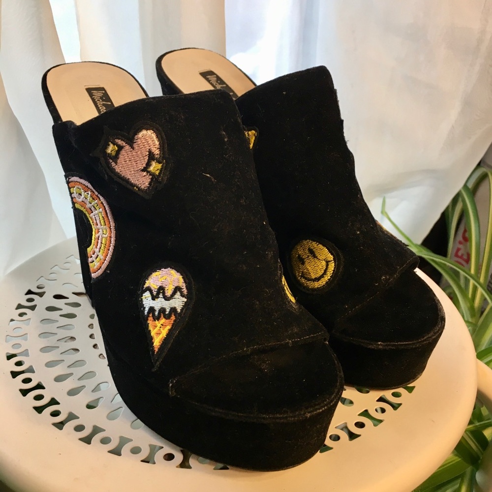 Michael Antonio Platform Black Velvet Emoji Heel